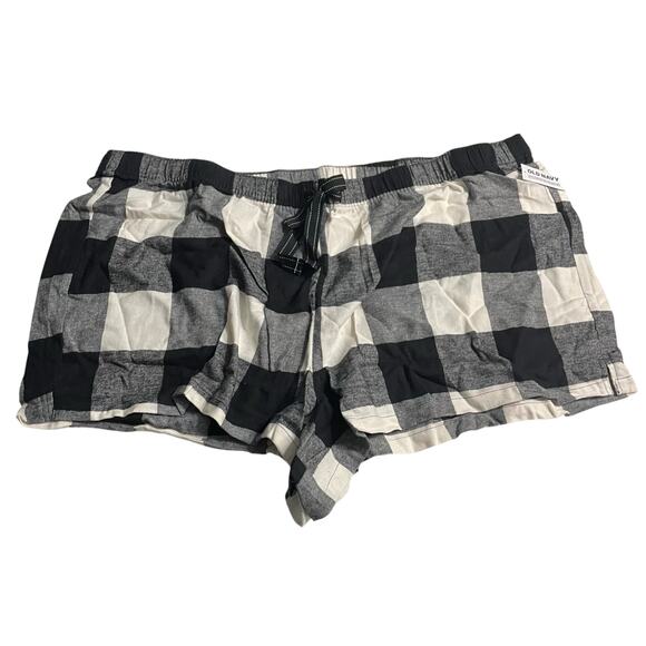 Old Navy Womens Plus Size 3X Cotton Pajama Sleep Lounge Shorts Black Buffalo - Picture 1 of 9